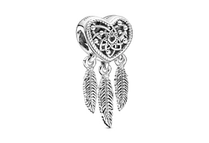 Dreamcatcher sterling silver heart charm
