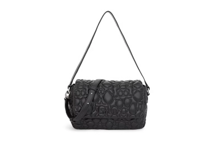 PU.COT.SI,HANDBAG M.FLAP T BOLD BLACK
