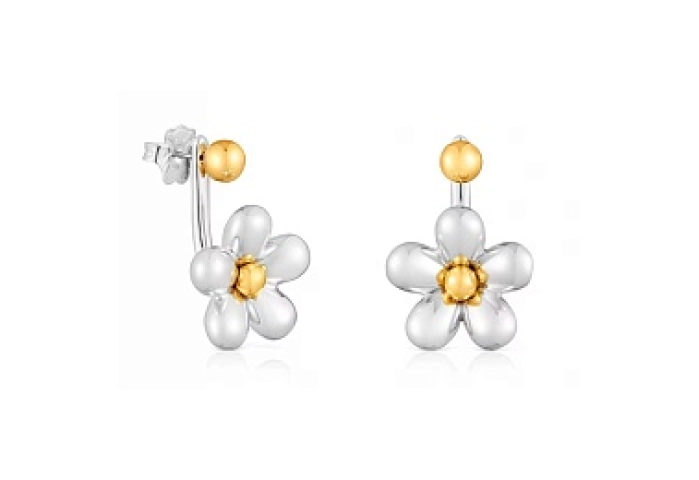 SILVER GOLD PLATED EARRINGS 20MM 2 TONE