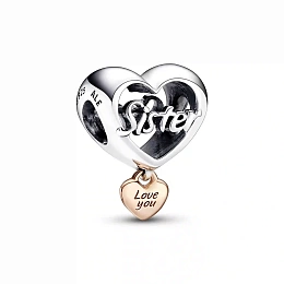 Sister sterling silver and 14k rose gold-plated charm