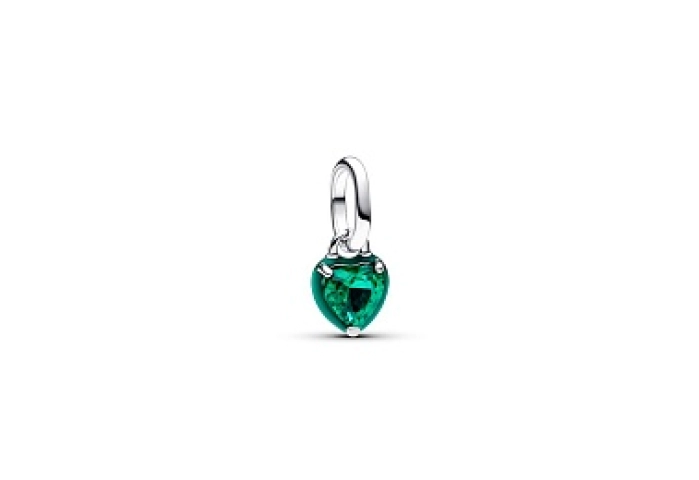 Heart sterling silver mini dangle with green cryst