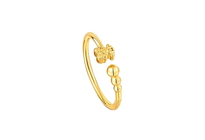 SILVER GOLD PLATED OPEN RING BEAR BALLS