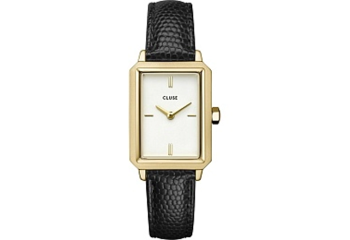 Fluette Leather Black Lizard, Gold Colour