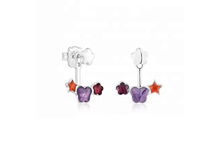 1 SILVER EARRING+3 GEMS ADJUSTABLE PIECE