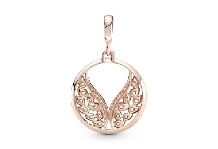 Angel wings 14k rose gold-plated medallionwith clear cubic zirconia /789672C01