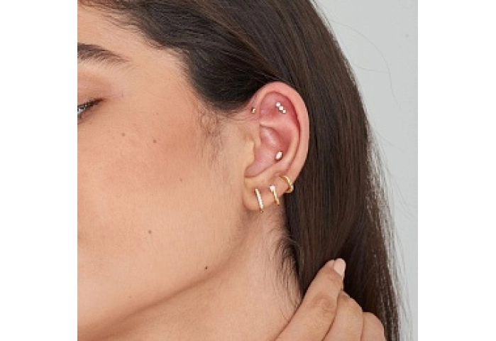 GOLD SPARKLE HUGGIE HOOP EARRINGS