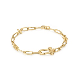 Gold Stud Link Charm Bracelet