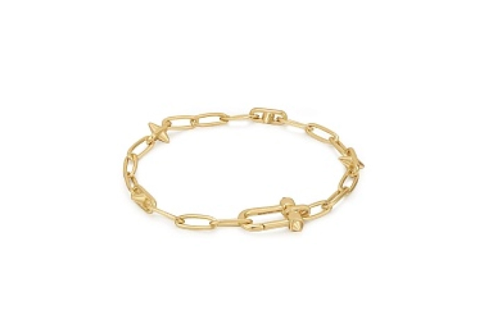 Gold Stud Link Charm Bracelet
