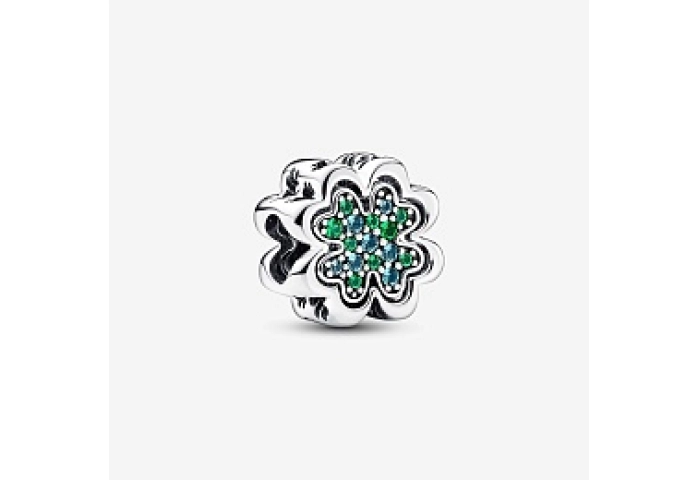 Clover sterling silver splittable charm with icy g