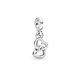 Linked hearts sterling silver dangle charm