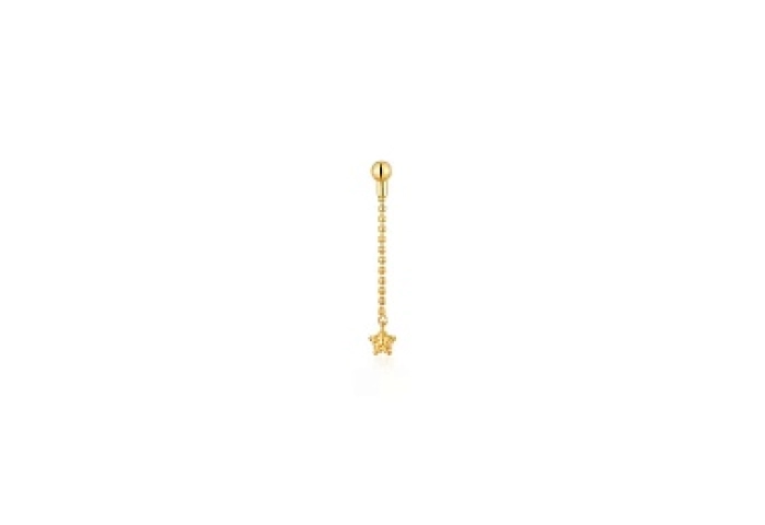 SILVER GOLD PLATED EARRINGS CHAIN STAR