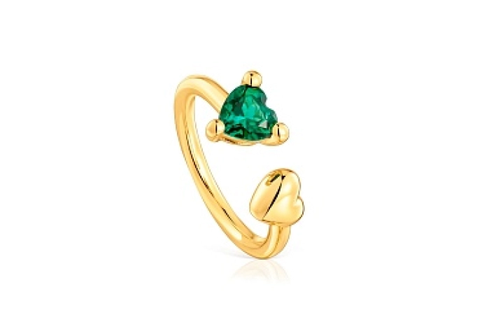 SILVER GOLD PLATED RING LGG EMERALD 6MM