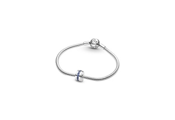 Sterling silver clip with stellar blue crystal