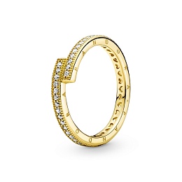 Pandora logo 14k gold-plated ring withclear cubic zirconia/Кольцо с чистым кубическим цирконием