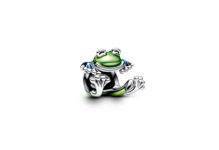 Frog sterling silver charm with transparent blue a