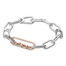 Believe script 14k rose gold-plated word link /789667C00