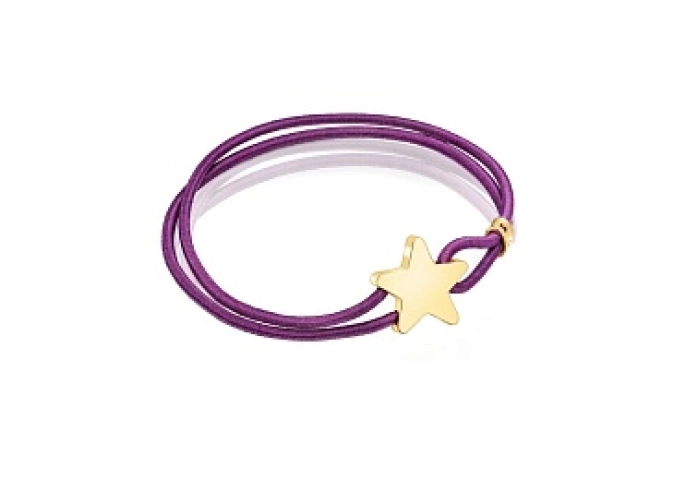 SILVER GOLDPLATED BRACELET PURPLE ELASTIC