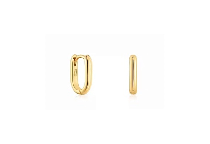 SILVER GOLD PLATED EARRINGS OVAL 12MM
