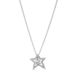 Spinning star sterling silver collier with clear c