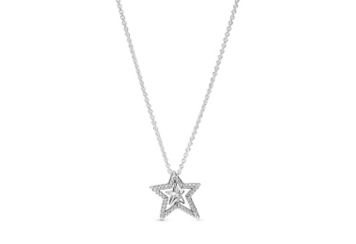 Spinning star sterling silver collier with clear c