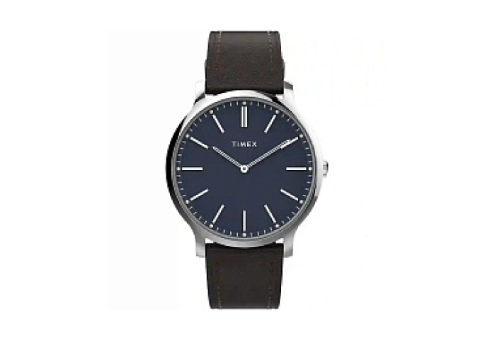 QUARTZ ANALOG WRISTWATCH,6.75x8.00,NO JEWEL,LEATHER STRAP,STAINLESS STEEL PLATED CASE