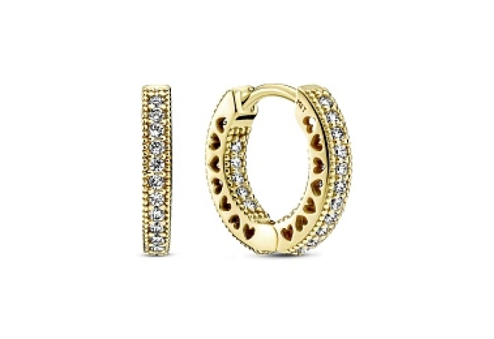 14k Gold-plated hoop earrings with clear cubic zir