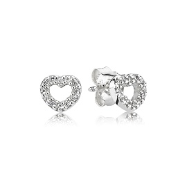 Silver stud earring with cubic zirconia