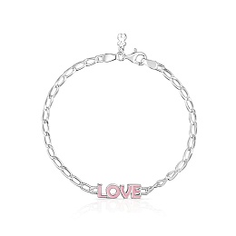 SILVER BRACELET ENAMELED LOVE VIOLET