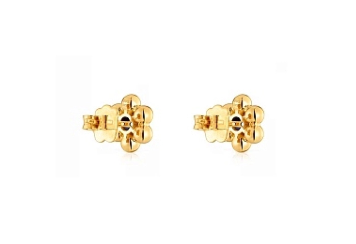 SILVER GOLD PLATED EARRINGS IOLITE FLOWER