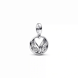 Wings sterling silver mini dangle with clear cubic zirconia