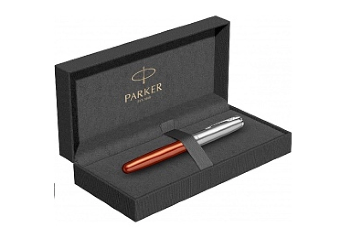 Ручка-роллер Parker &quot;Sonnet Sand Blasted Metal&Orange Lacquer&quot; черная, 0,5мм, подарочная упаковка