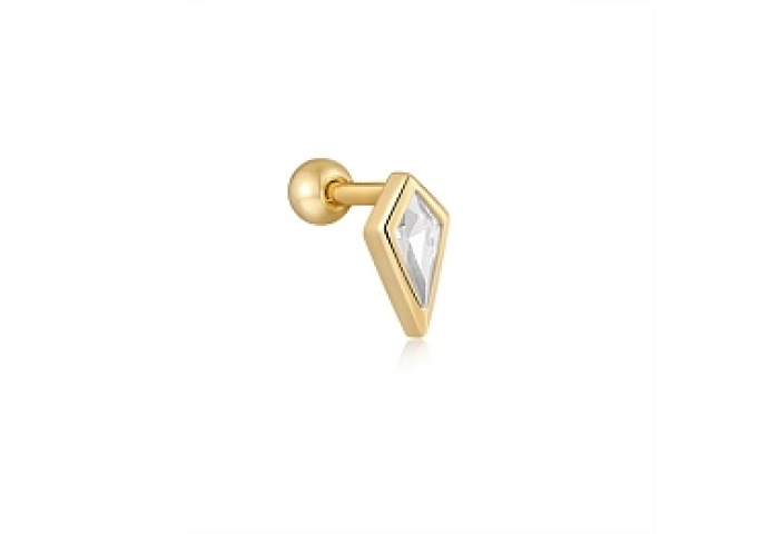 SPARKLE EMBLEM SINGLE BARBELL EARRING