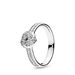 Love knot silver ring with clear cubic zirconia/Серебряное кольцо с чистым кубическим цирконием