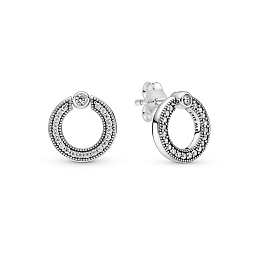 Pandora logo sterling silver reversible stud earri