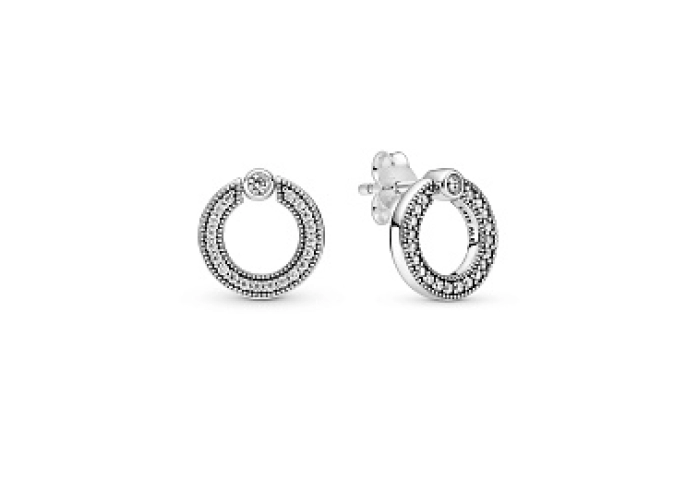 Pandora logo sterling silver reversible stud earri