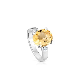 SILVER RING 0.12CT H/SI DIAM  CITRINE