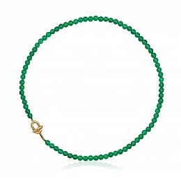 SILVER GOLDPLATED CHOKER GREEN CHALCEDON