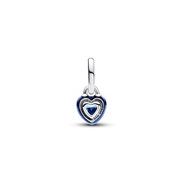 Heart sterling silver mini dangle with blue crysta