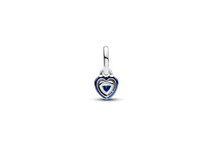 Heart sterling silver mini dangle with blue crysta