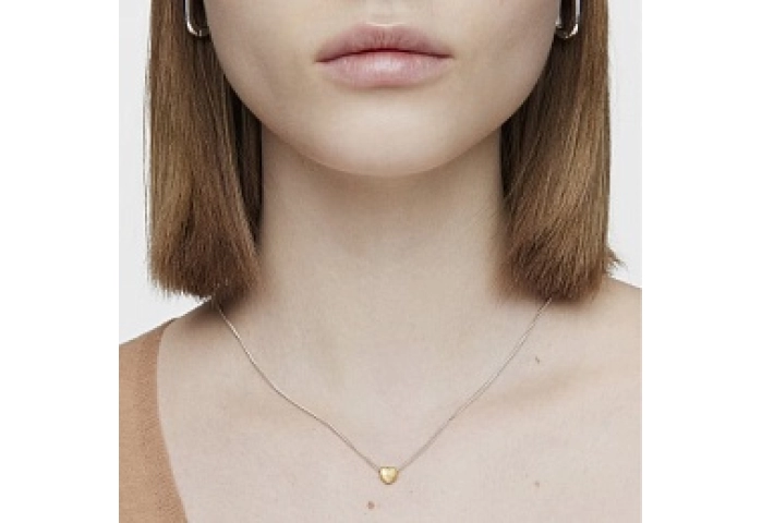 SILVER GOLDPLATED CHOKER HEART 7MM 2TONE