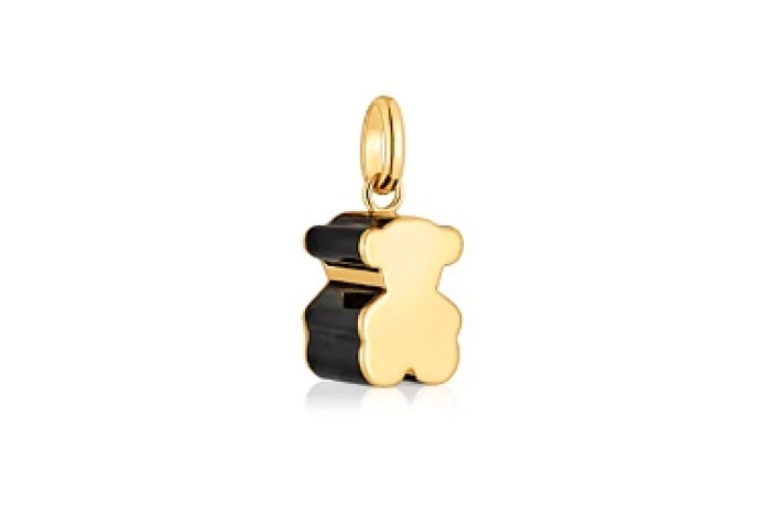 18KT GOLD PENDANT ONYX BEAR 8MM