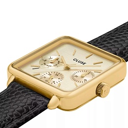 La Tétragone Multifunction Watch Leather, Black Li