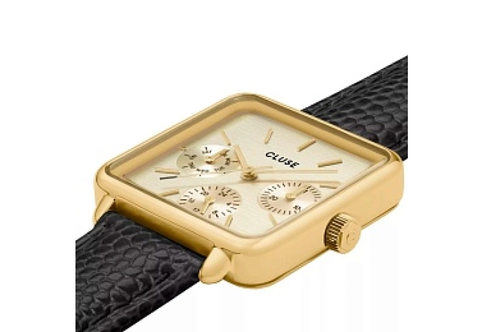 La Tétragone Multifunction Watch Leather, Black Li