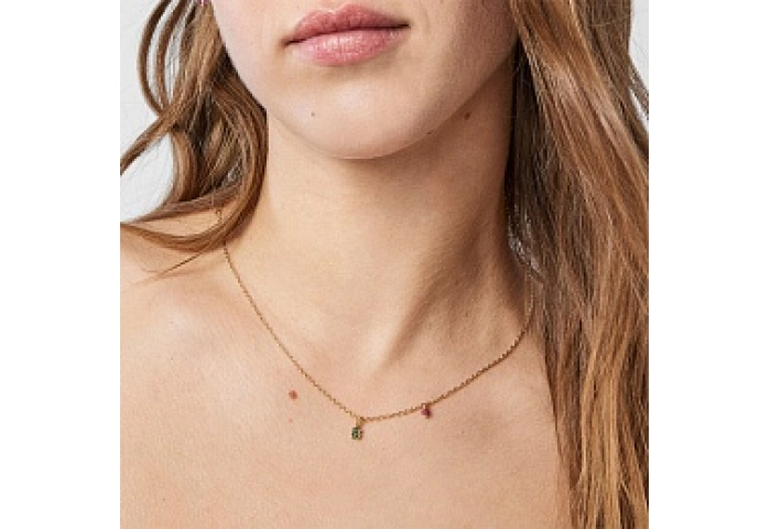 SILVER GOLDPLATED CHOKER RUTHENIUM GEMS
