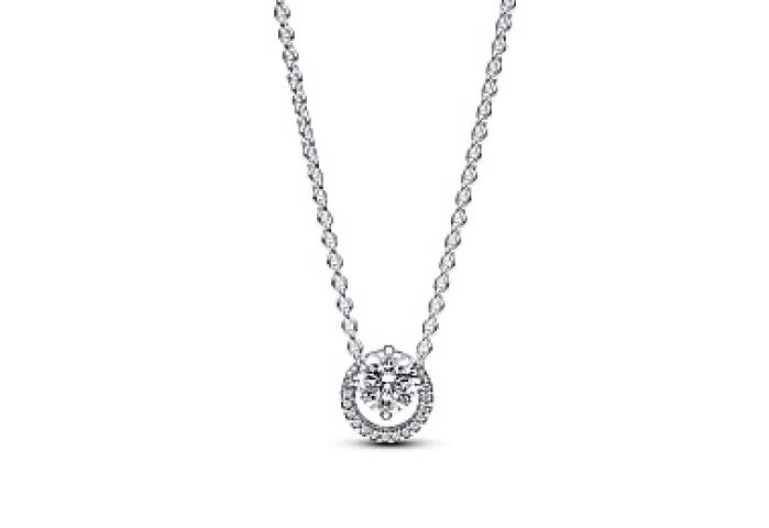 Sterling silver collier with clear cubic zirconia