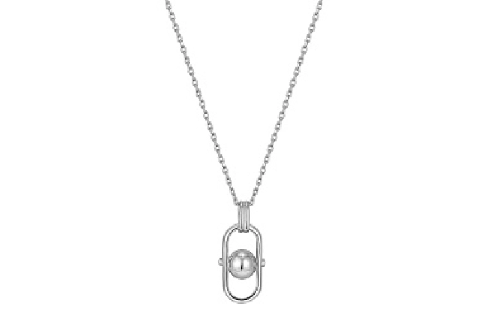 Silver Orb Link Drop Pendant Necklace
