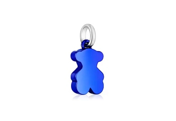 BLUE S.STEEL/SILVER PENDANT BEAR 12MM