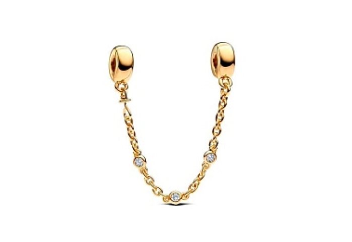 14k Gold-plated safety chain clip with clear cubic