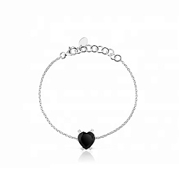 SILVER BRACELET ONIX HEART 17.5CM