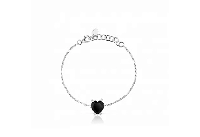 SILVER BRACELET ONIX HEART 17.5CM
